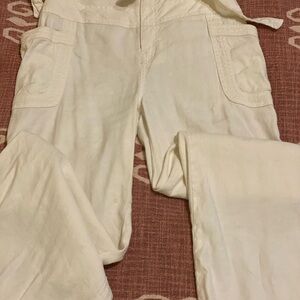 White Linen High -Waist Summer Trousers